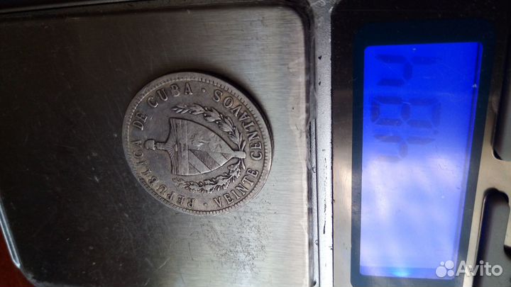 Монета республика куба(остров) 1915 год.серебро