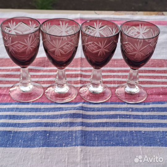 Рюмки старинные марганцев. цвет алмазная граньссcр