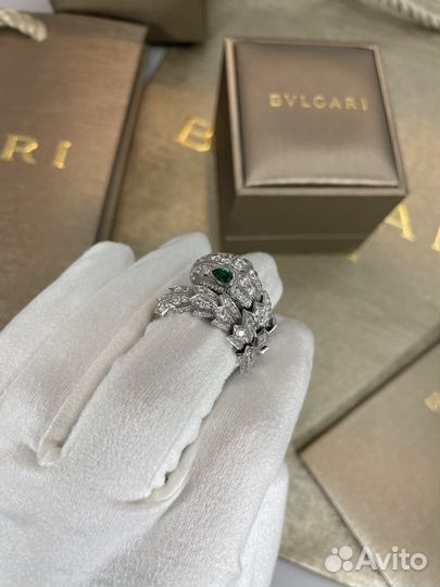 Кольцо bvlgari serpenti золотое с бриллиантами