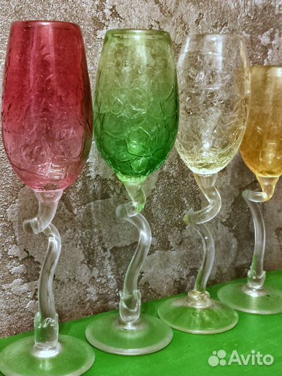 Бокалы для шампанского 4 штуки ручная работа