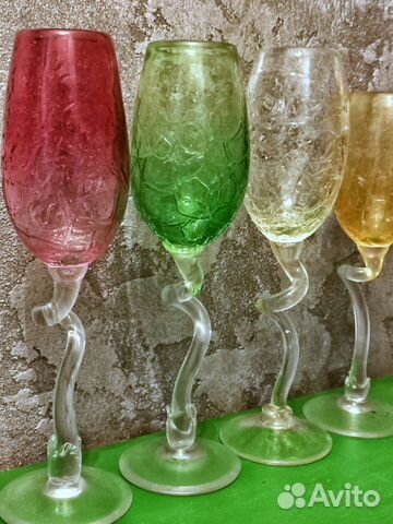 Бокалы для шампанского 4 штуки ручная работа