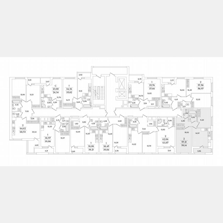 2-к. квартира, 59,1 м², 8/17 эт.