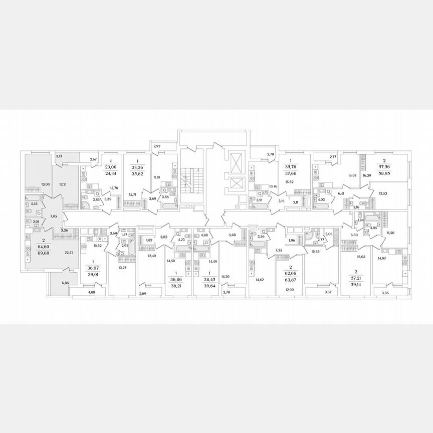 2-к. квартира, 69,6 м², 10/17 эт.
