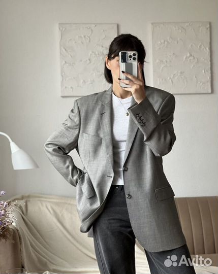 Серый пиджак оверсайз