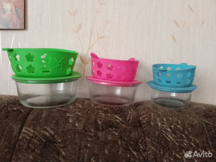 Набор контейнеров-салатников стеклянных