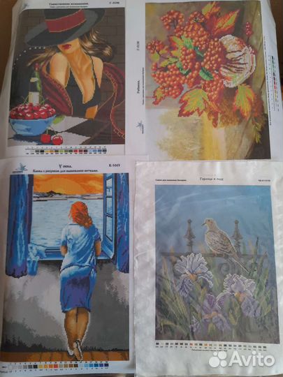 Наборы для вышивания и рисунки на канве