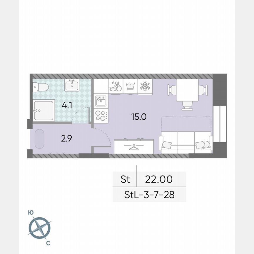 Квартира-студия, 22 м², 28/28 эт.
