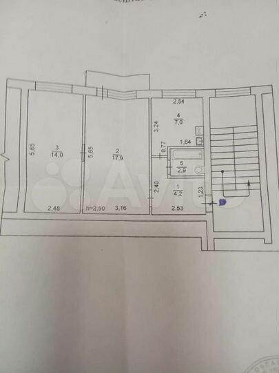 2-к. квартира, 46 м², 5/5 эт.