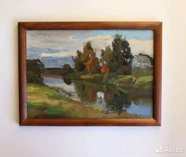 Картина маслом пейзаж осенняя река