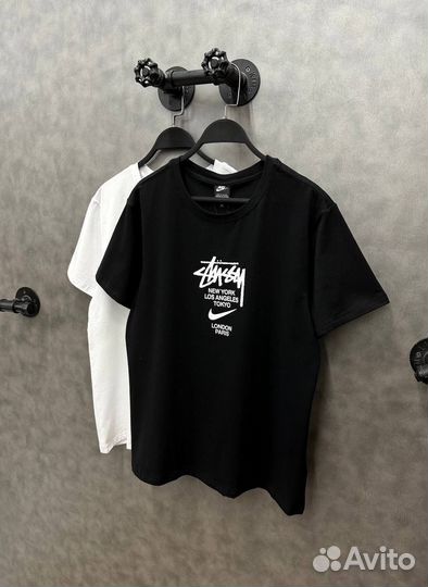 Футболка Nike x Stussy черная оверсайз