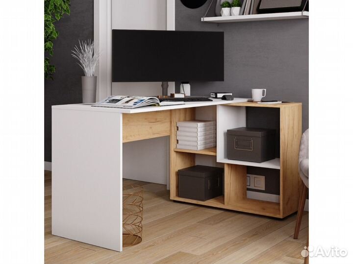 Белый угловой компьютерный стол