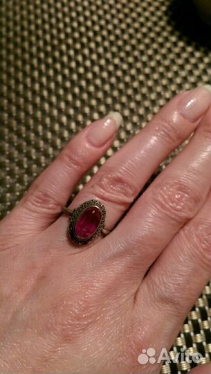 Кольцо серебро 925 проба с рубином-корунд