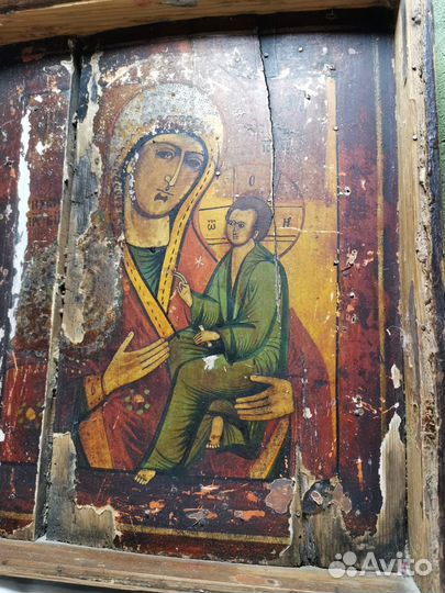 Икона старинная Пресвятая Богородица Троеручница