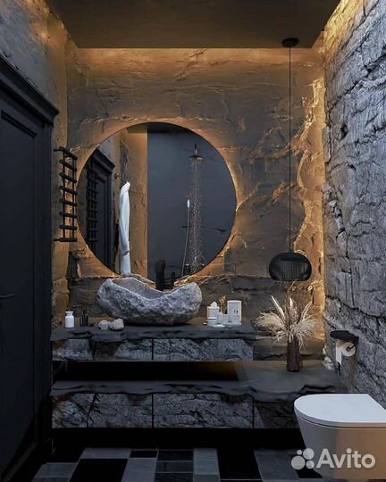 Зеркало в ванную с подсветкой круглое Sun