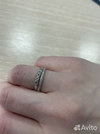 Кольцо р.16+серьги серебряные пр925 с бриллиантами