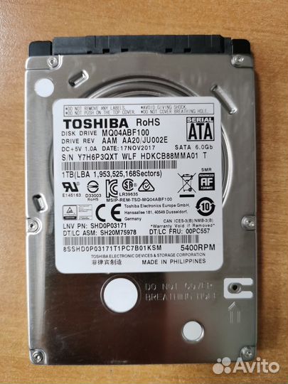 Hdd 1Tb Toshiba для ноутбука