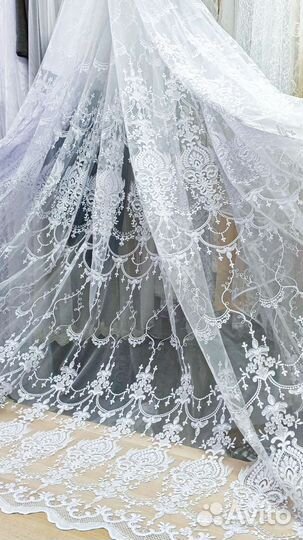 Тюль турецкий люкс с вышивкой. Новый