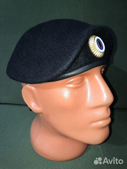 Берет отбитый черный с овалом мвд