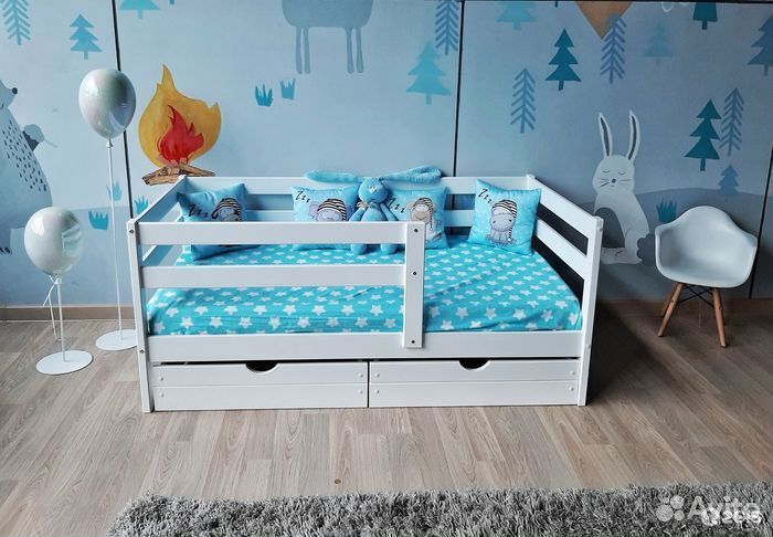 Кроватка высокий борт от 2х лет софа из натурально