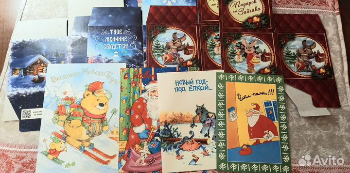 Новогодние игрушки, гирлянды, декор, откррытки