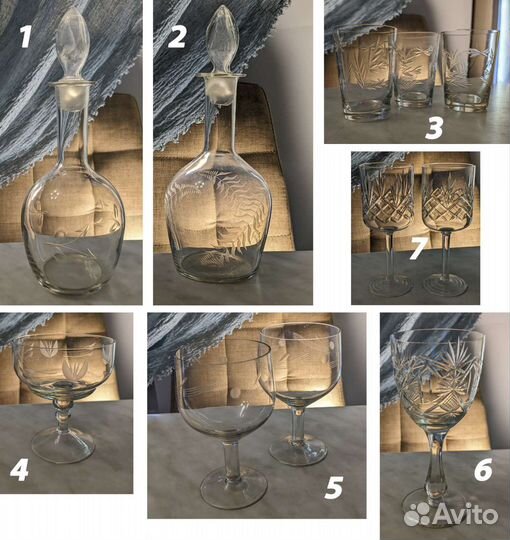Графины Стопки Рюмки Стекло СССР Винтаж 50-е гг