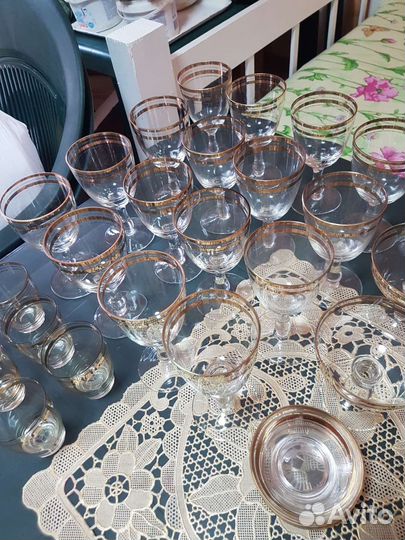 Фужеры и рюмки из чешского стекла, времён СССР