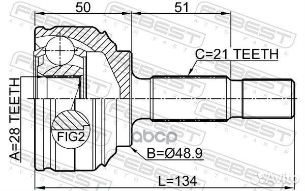 Шрус наружный 28х48.9х21 renault Logan 1.4 04-15