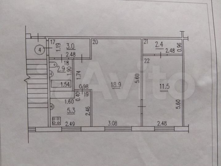 2-к. квартира, 44 м², 1/5 эт.