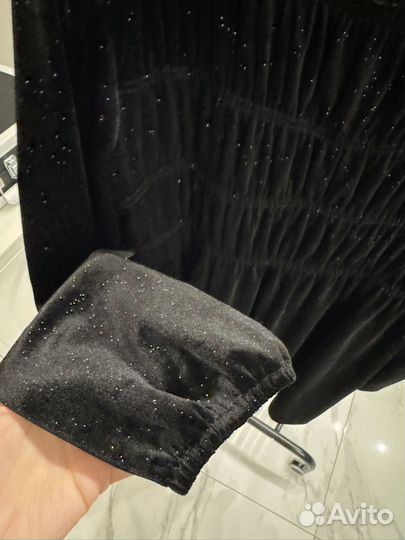 Черное бархатное платье mango kids р.152(146-152)