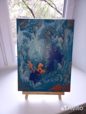 Картина на холсте акрил Fluid art