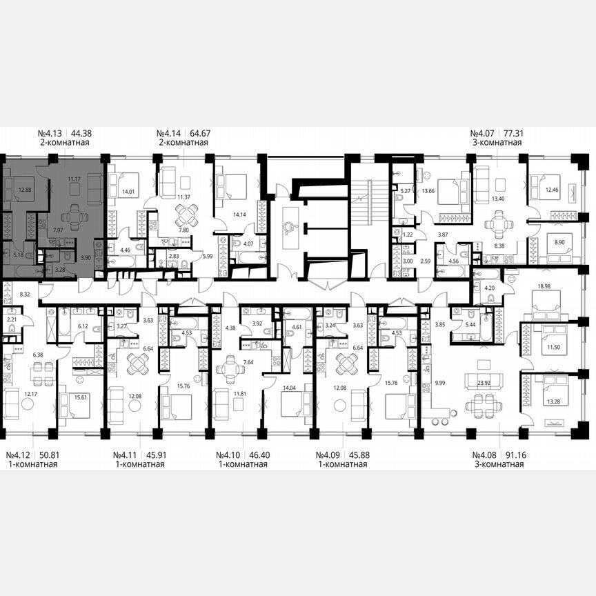 1-к. квартира, 44,4 м², 4/10 эт.