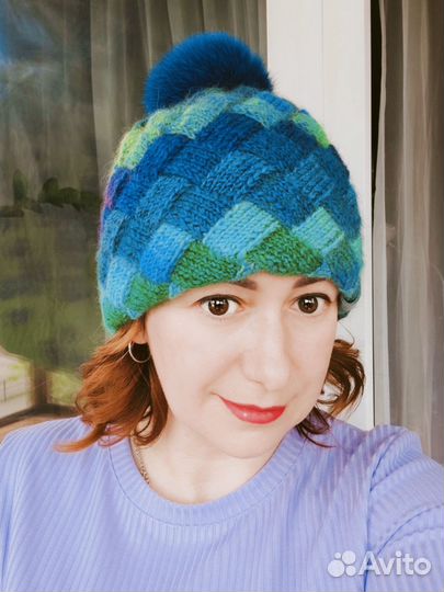 Вязаная шапка и снуд в технике 