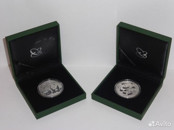 Монеты Панда 2010 2022 серебро 999 в коробках