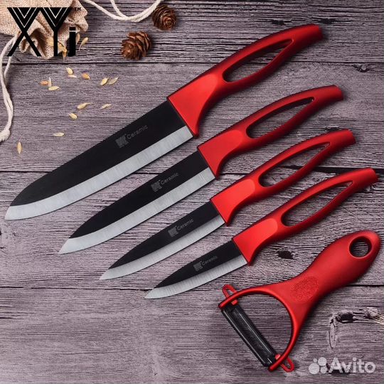 Набор керамических ножей с овощечисткой