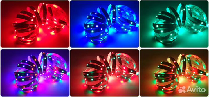 Светодиодная лента RGB, 5 метров (комплект)