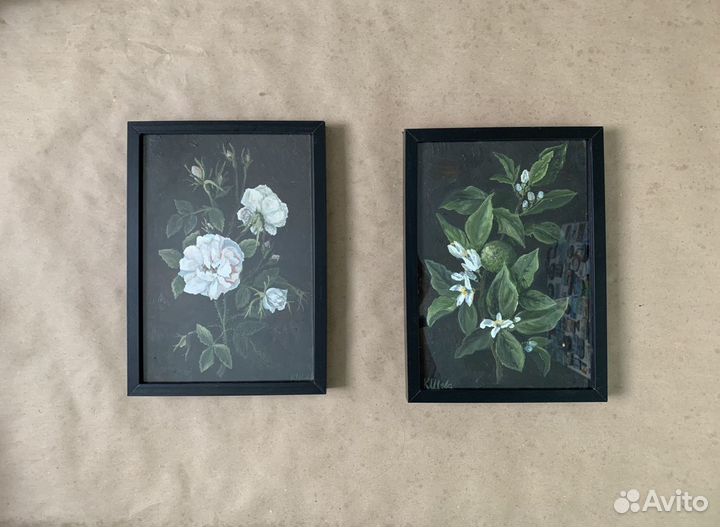 Картины маслом Лимон и Роза 20*30, 2 шт