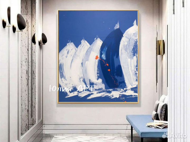 Картина морская с кораблем на холсте