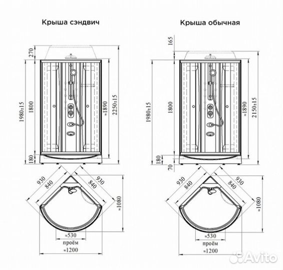 Душевая кабина Радомир Паола-1 93х93 черная