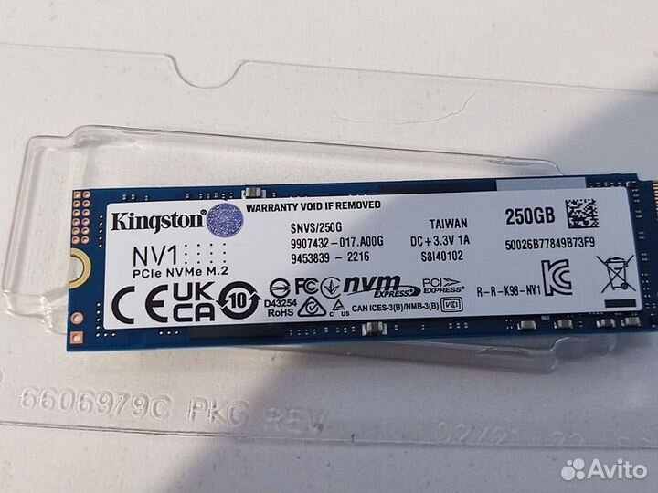 SSD диск kingston M.2 NV1 250 Гб PCI-E 3.0 x4
