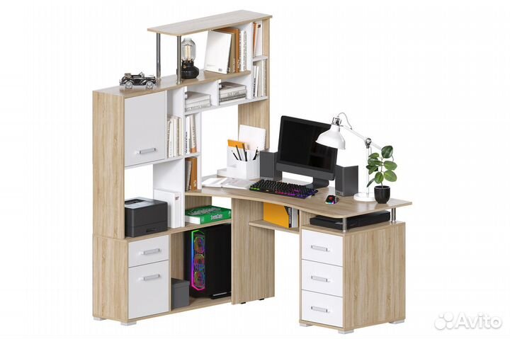 Компьютерный стол угловой с полками
