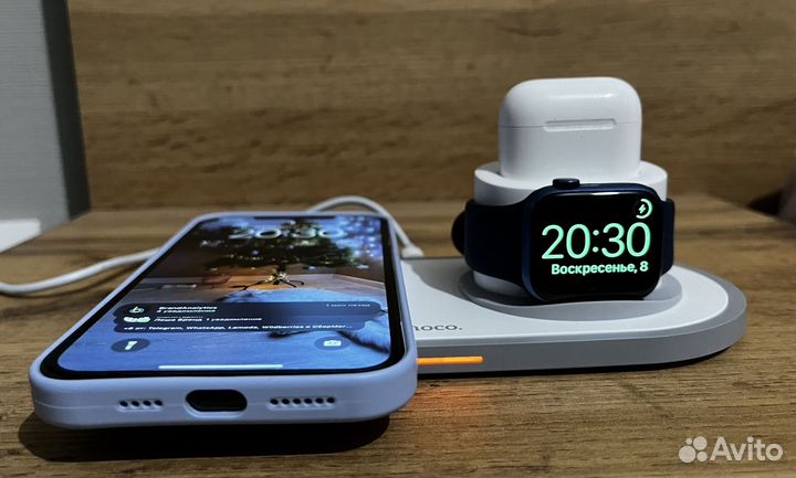 Беспроводная зарядка hoco 3 в 1