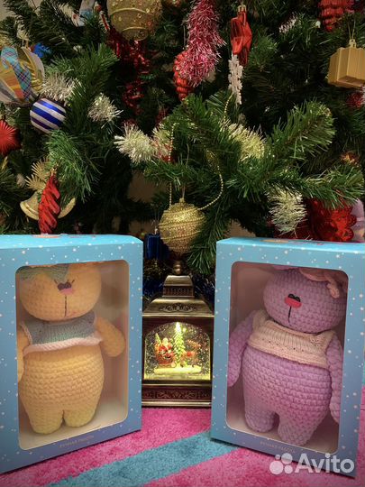 Вязаная игрушка, зайка, подарок