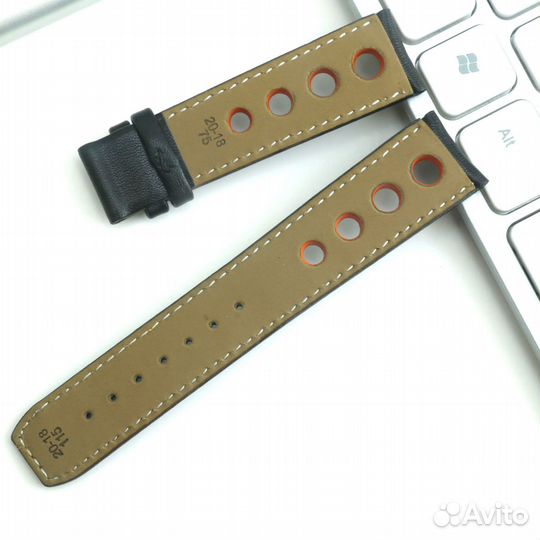 Кожаный чёрный ремешок для часов Tissot PRS 516