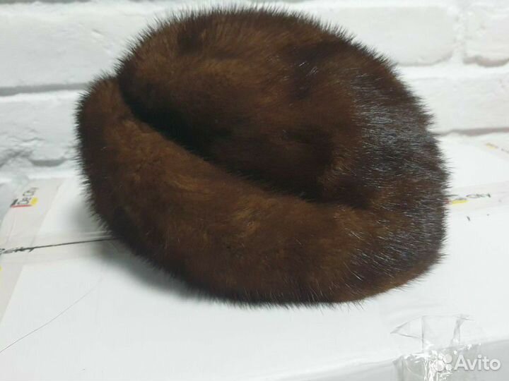 Шапка норковая женская коричневая 56-57 размер