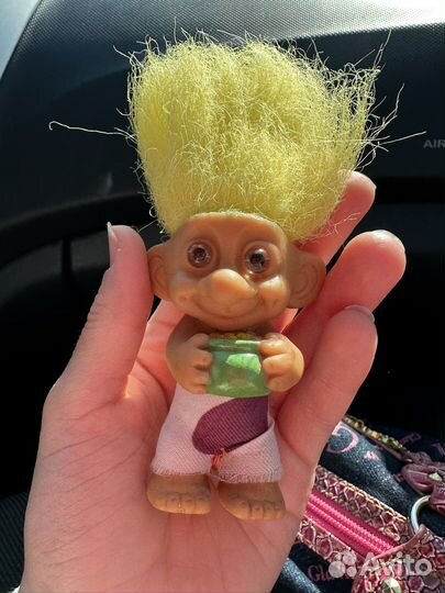 Тролль винтаж ретро с горшочком в руках