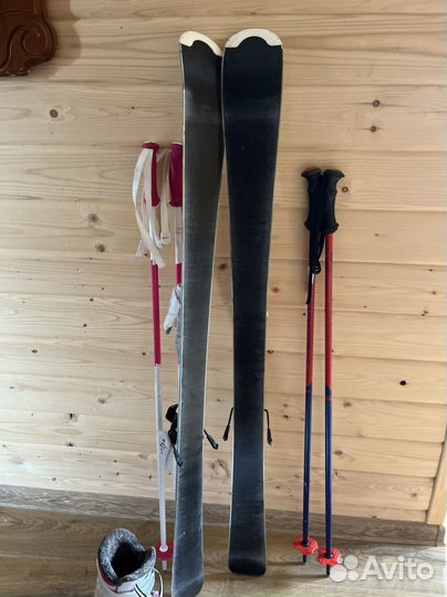 Горные лыжи детские 120 rossignol, ботинки 215