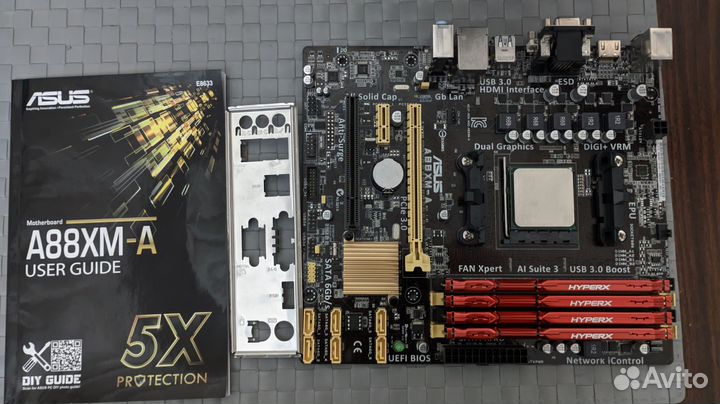 Комплект: мат. плата Asus a88xm-А, проц и память