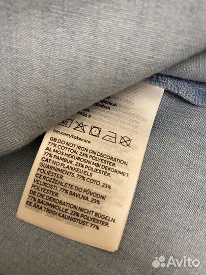 Платье джинсовое с клабничкой, h&m 68,74,86