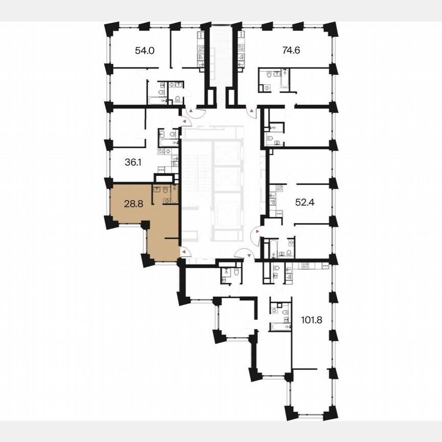 1-к. квартира, 28,8 м², 23/26 эт.
