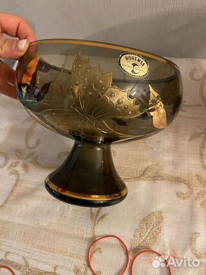 Ваза для фруктов Чехия богема